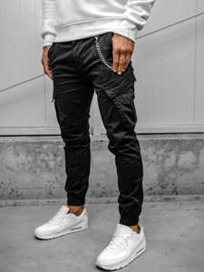 Pantaloni jogger in tessuto cargo da uomo nero Bolf SK850A