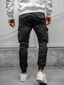 Pantaloni jogger in tessuto cargo da uomo nero Bolf SK850A