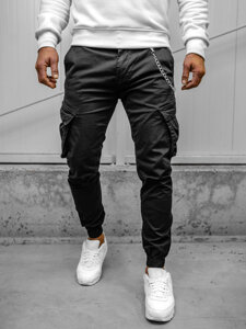 Pantaloni jogger in tessuto cargo da uomo nero Bolf SK850A