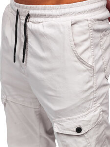 Pantaloni jogger in tessuto tipo cargo da uomo beige Bolf 384