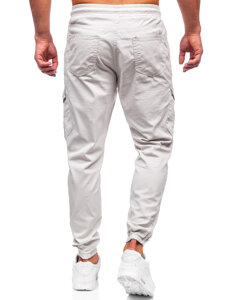 Pantaloni jogger in tessuto tipo cargo da uomo beige Bolf 384