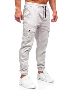 Pantaloni jogger in tessuto tipo cargo da uomo beige Bolf 384