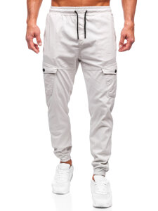 Pantaloni jogger in tessuto tipo cargo da uomo beige Bolf 384