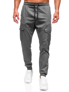 Pantaloni jogger in tessuto tipo cargo da uomo grafite Bolf 384