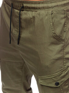 Pantaloni jogger in tessuto tipo cargo da uomo khaki Bolf 384