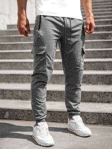 Pantaloni jogger in tuta tipo cargo da uomo antracite Bolf JX5065A