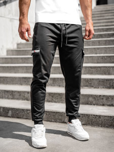 Pantaloni jogger in tuta tipo cargo da uomo neri Bolf JX5063A