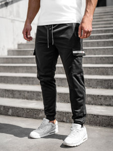 Pantaloni jogger in tuta tipo cargo da uomo neri Bolf JX5063A