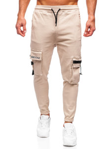 Pantaloni jogger tipo cargo da uomo beige Bolf 6685