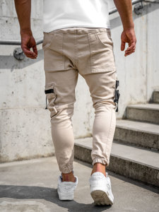 Pantaloni jogger tipo cargo da uomo beige Bolf 6685