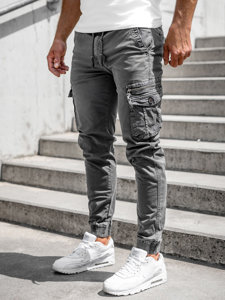 Pantaloni jogger tipo cargo da uomo grigi Bolf CT6706S0