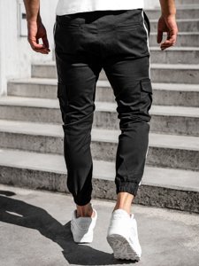 Pantaloni jogger tipo cargo da uomo neri Bolf 0012