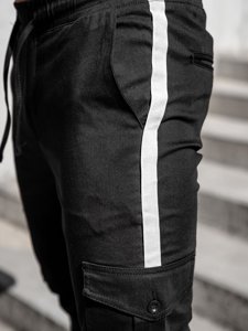 Pantaloni jogger tipo cargo da uomo neri Bolf 0012