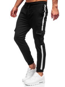 Pantaloni jogger tipo cargo da uomo neri Bolf 0012