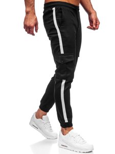 Pantaloni jogger tipo cargo da uomo neri Bolf 0012