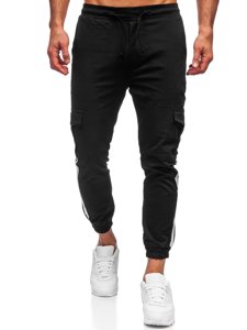 Pantaloni jogger tipo cargo da uomo neri Bolf 0012