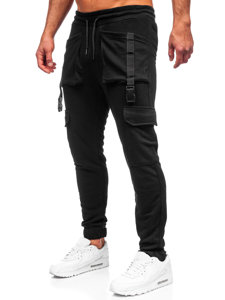 Pantaloni jogger tipo cargo da uomo neri Bolf 6584