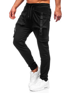 Pantaloni jogger tipo cargo da uomo neri Bolf 6584