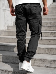 Pantaloni jogger tipo cargo da uomo neri Bolf 8956