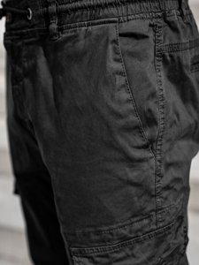 Pantaloni jogger tipo cargo da uomo neri Bolf 8956