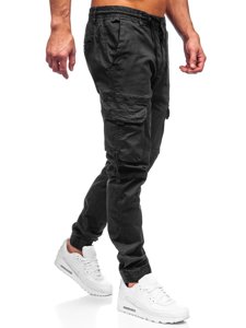 Pantaloni jogger tipo cargo da uomo neri Bolf 8956