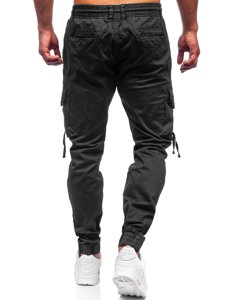 Pantaloni jogger tipo cargo da uomo neri Bolf 8956