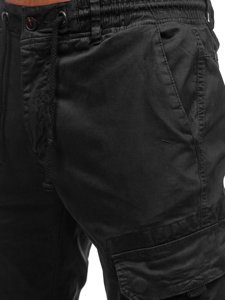 Pantaloni jogger tipo cargo da uomo neri Bolf 8956