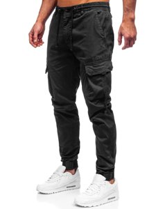 Pantaloni jogger tipo cargo da uomo neri Bolf 8956