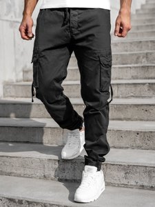 Pantaloni jogger tipo cargo da uomo neri Bolf 8956