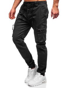 Pantaloni jogger tipo cargo da uomo neri Bolf 8983