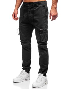 Pantaloni jogger tipo cargo da uomo neri Bolf 8983