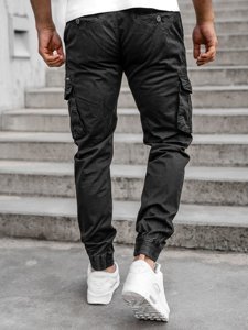 Pantaloni jogger tipo cargo da uomo neri Bolf CT6706S0