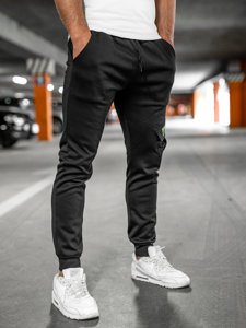 Pantaloni jogger tipo cargo da uomo neri Bolf HW2173