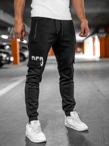 Pantaloni jogger tipo cargo da uomo neri Bolf HW2176