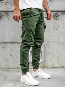 Pantaloni jogger tipo cargo da uomo verdi Bolf CT6702