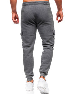 Pantaloni jogger tipo cargo di tuta da uomo antracite Bolf JX6028