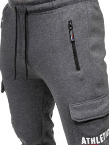 Pantaloni jogger tipo cargo di tuta da uomo antracite Bolf JX6028