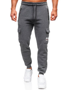 Pantaloni jogger tipo cargo di tuta da uomo antracite Bolf JX6028