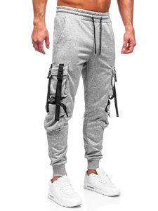 Pantaloni jogger tipo cargo di tuta da uomo grigi Bolf HS7173