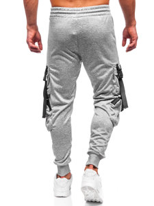 Pantaloni jogger tipo cargo di tuta da uomo grigi Bolf HS7173