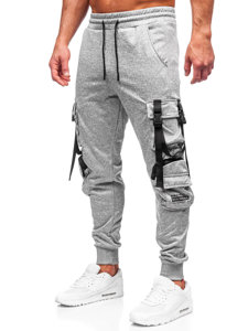 Pantaloni jogger tipo cargo di tuta da uomo grigi Bolf HS7173