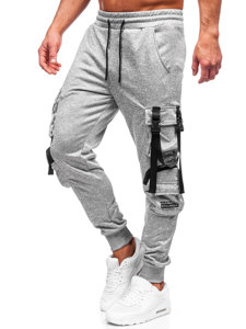 Pantaloni jogger tipo cargo di tuta da uomo grigi Bolf HS7173