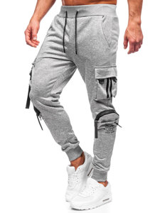 Pantaloni jogger tipo cargo di tuta da uomo grigi Bolf HS7176