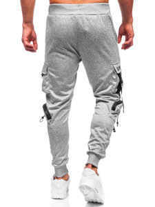 Pantaloni jogger tipo cargo di tuta da uomo grigi Bolf HS7176