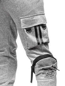 Pantaloni jogger tipo cargo di tuta da uomo grigi Bolf HS7176