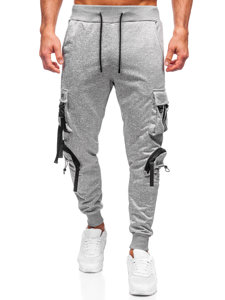 Pantaloni jogger tipo cargo di tuta da uomo grigi Bolf HS7176