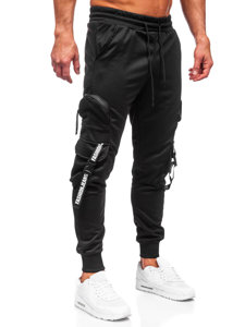 Pantaloni jogger tipo cargo di tuta da uomo neri Bolf HS7172