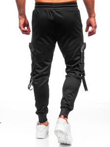 Pantaloni jogger tipo cargo di tuta da uomo neri Bolf HS7172