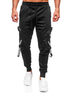 Pantaloni jogger tipo cargo di tuta da uomo neri Bolf HS7172