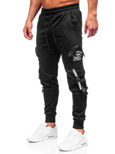 Pantaloni jogger tipo cargo di tuta da uomo neri Bolf HS7172